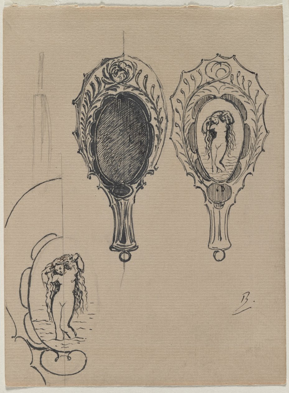 Ontwerp voor een handspiegel, ca. 1900-1902 door Felix Bracquemond