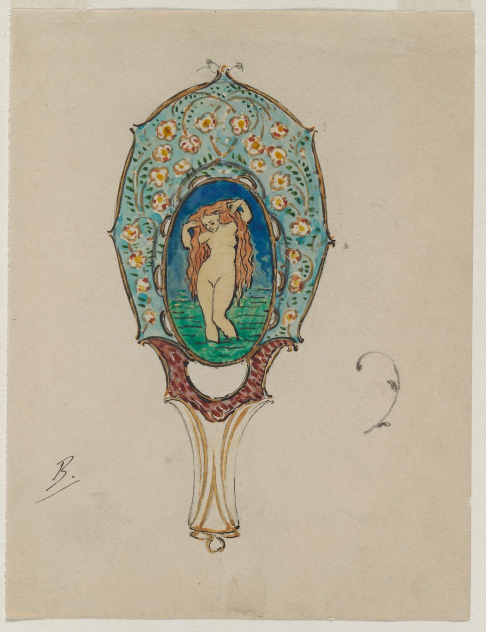 Ontwerp voor een handspiegel, ca. 1900-1902 door Felix Bracquemond