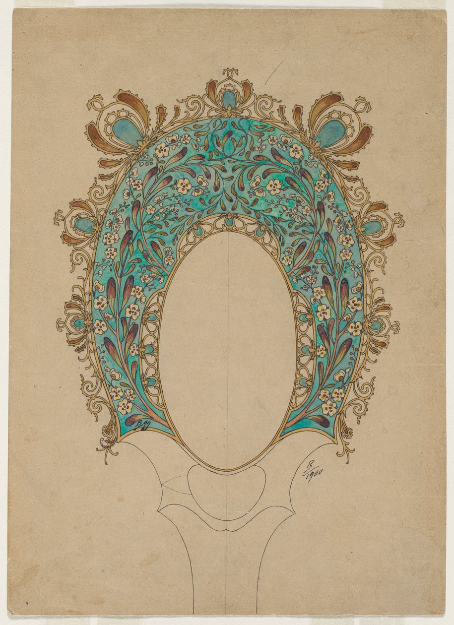 Ontwerpen voor een Handspiegel, c. 1900-1902 door Felix Bracquemond