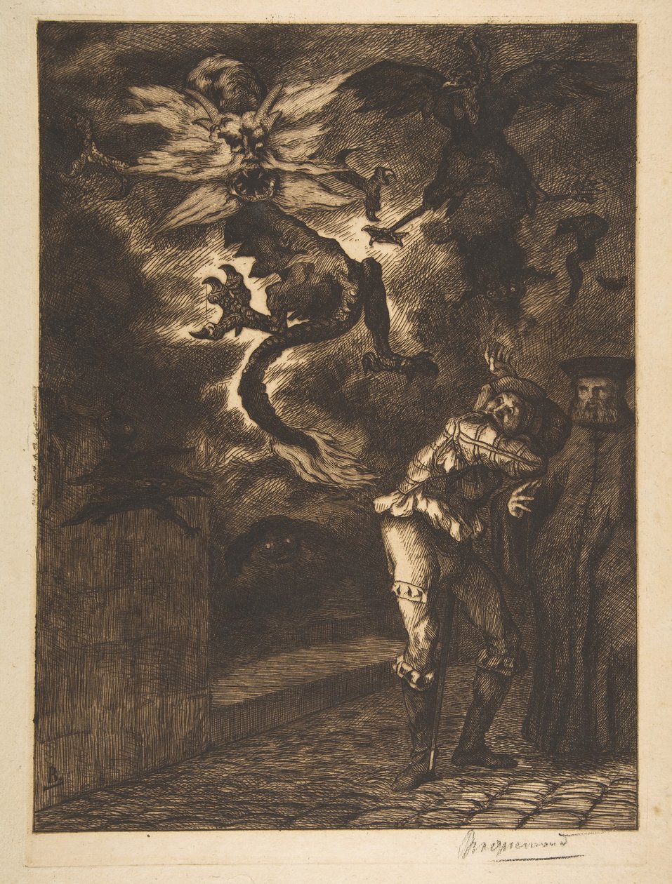 Hors de mon soleil, canailles! Panurge verlaat het huis van Raminagrobis door Felix Bracquemond
