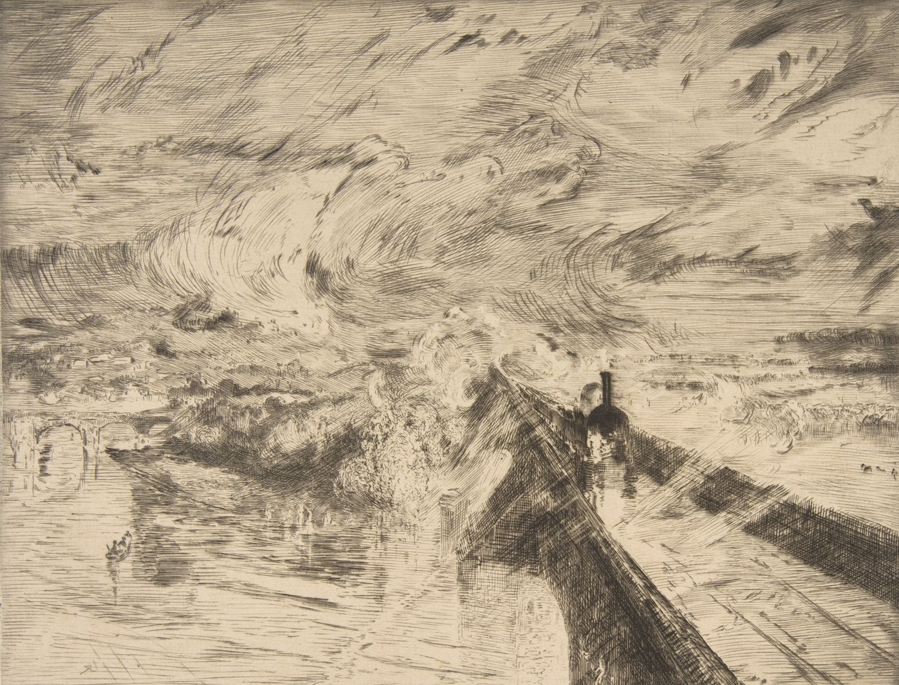 De locomotief, 1873 door Felix Bracquemond