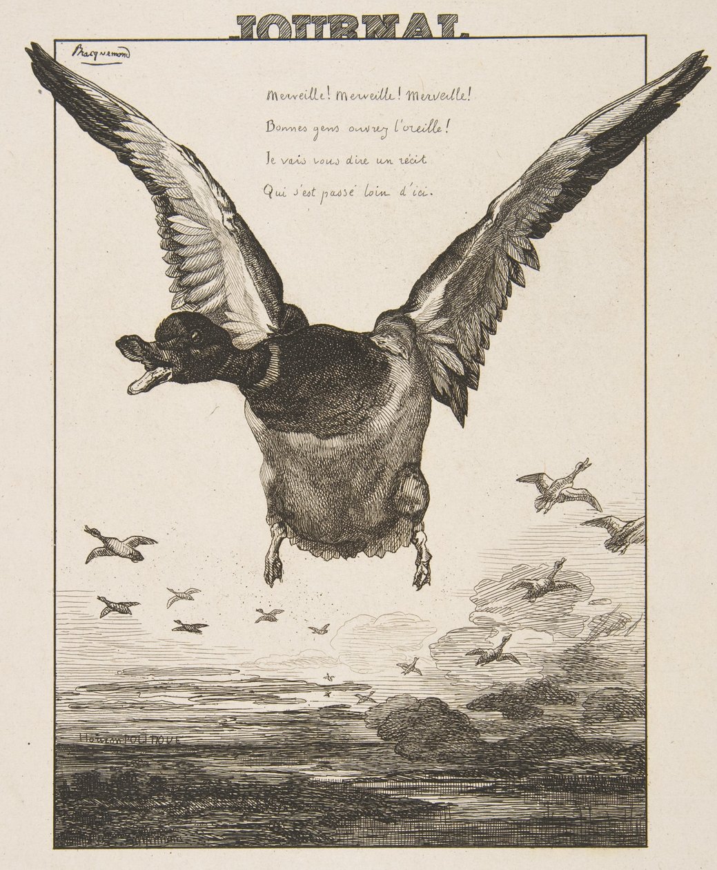 De eend, 1856 door Felix Bracquemond