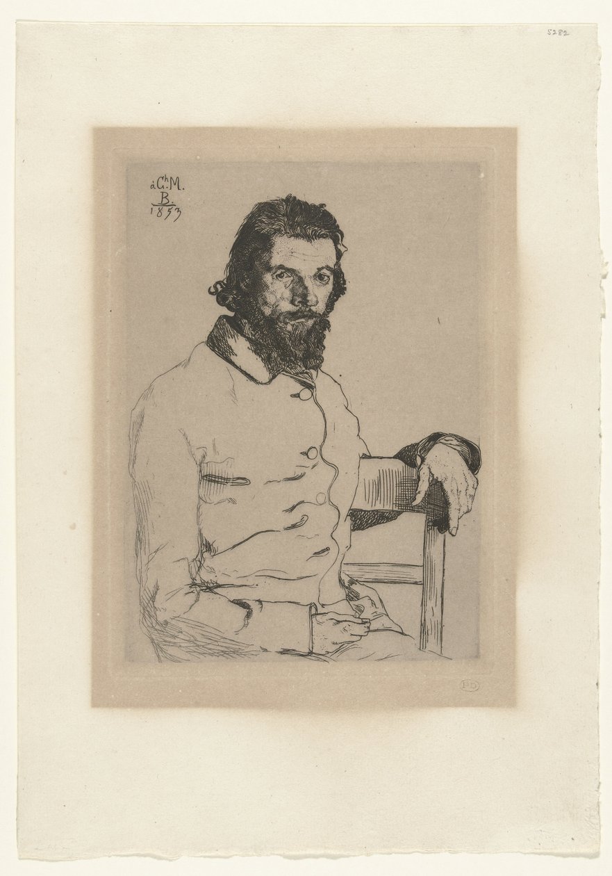 Portret van kunstenaar Charles Méryon door Felix Bracquemond