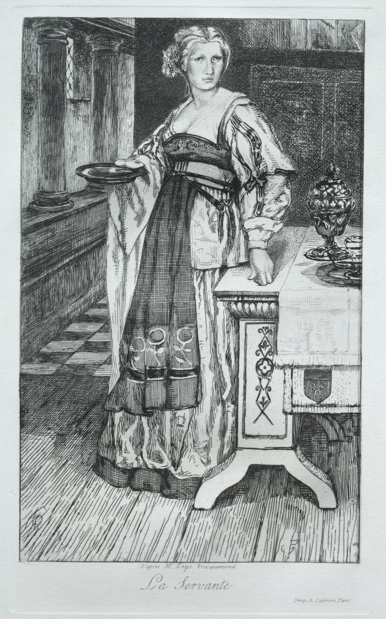 De Dienstmeid, naar H. Leys door Felix Bracquemond