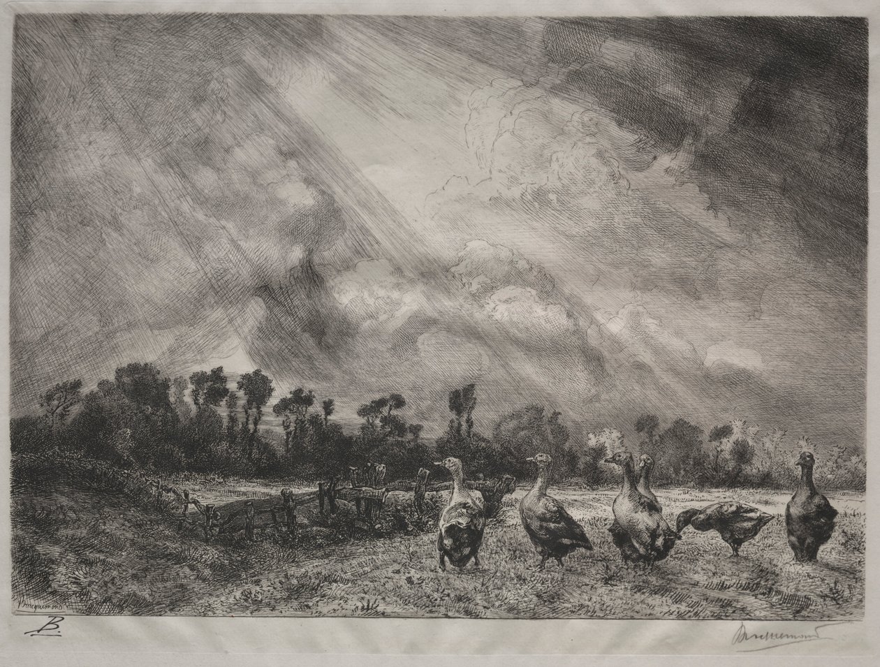 De stormwolk, 1878-1887 door Felix Bracquemond