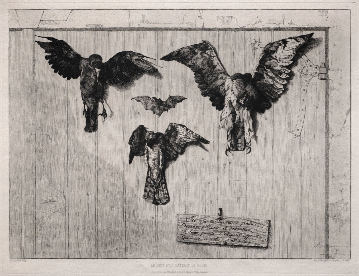 De bovenkant van de klapdeur, 1852 gedrukt 1865 door Felix Bracquemond