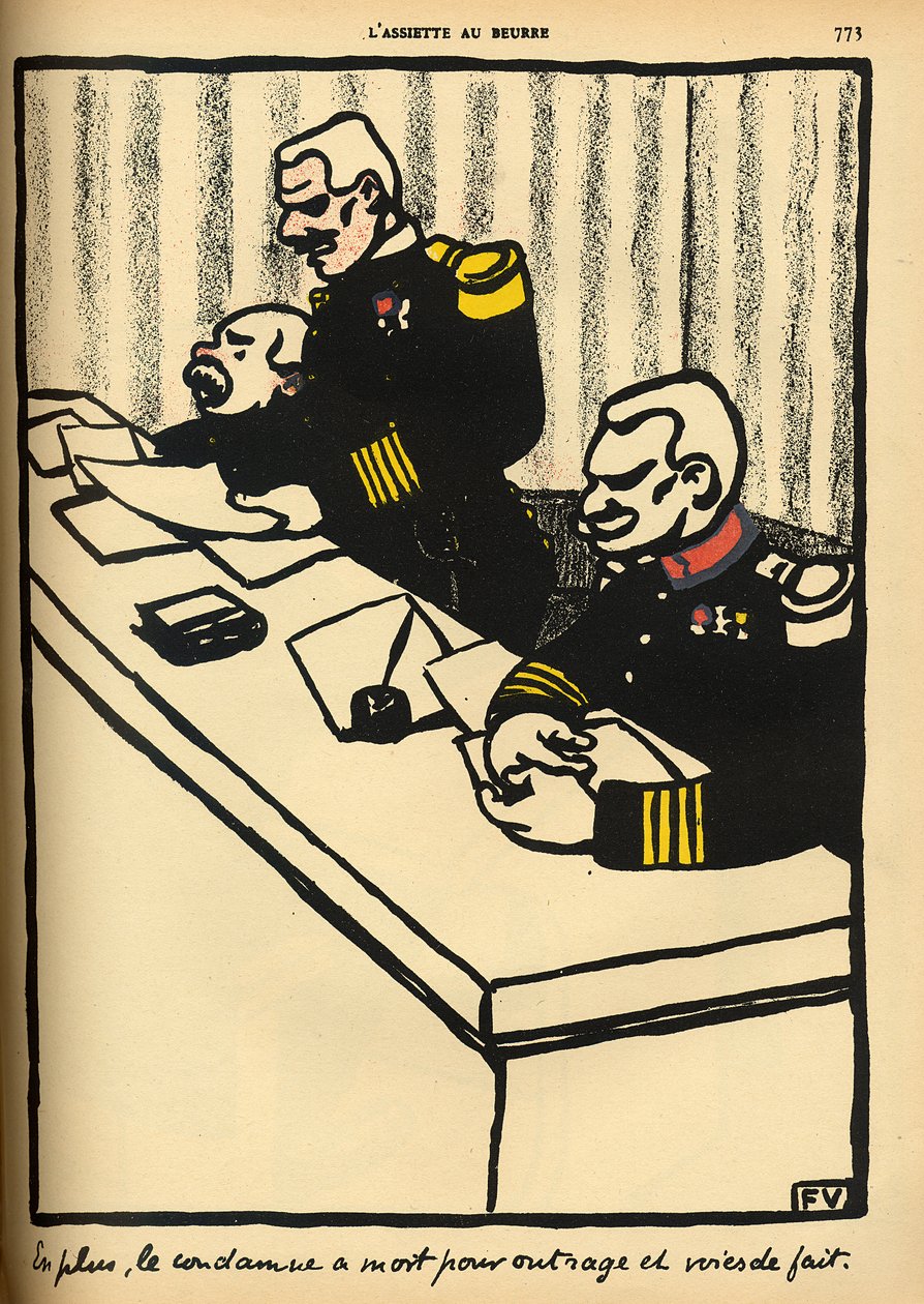 Een militair tribunaal spreekt een doodvonnis uit, uit 