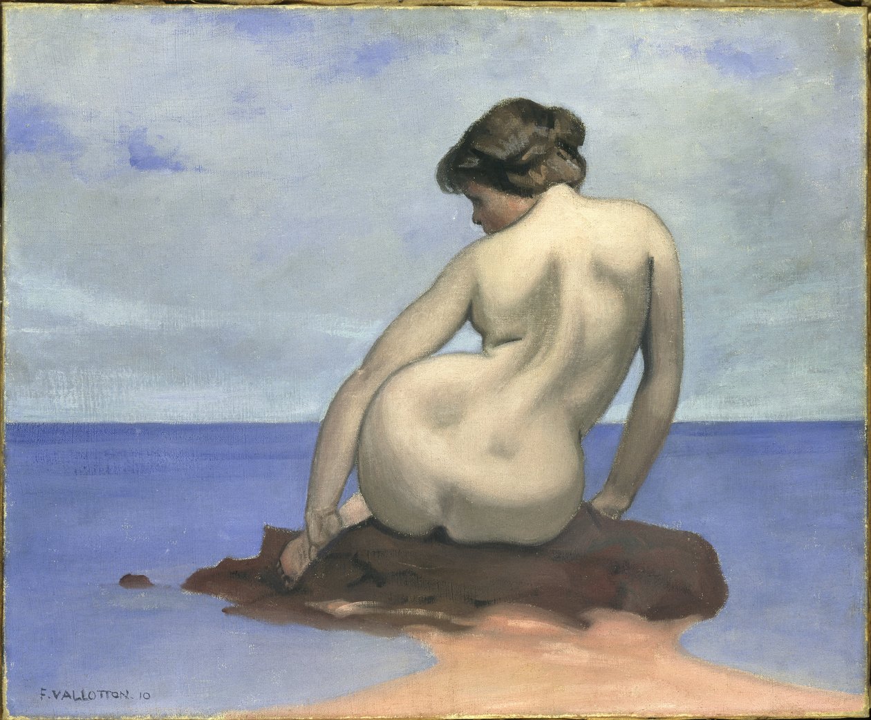 Baigneuse zittend op een rots, 1910 door Felix Edouard Vallotton