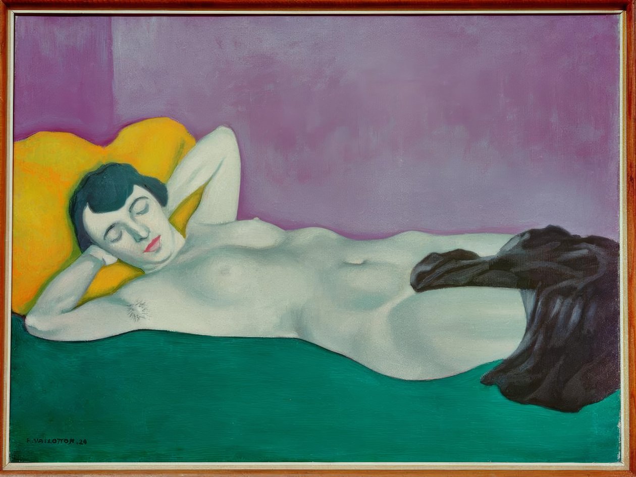 Slapende vrouw op groen tapijt door Felix Edouard Vallotton