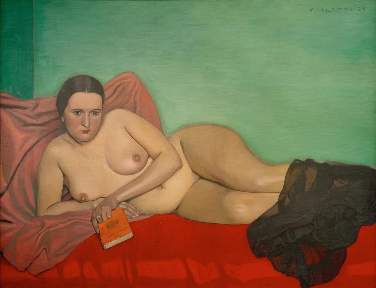 Naakte vrouw met een boek door Felix Edouard Vallotton