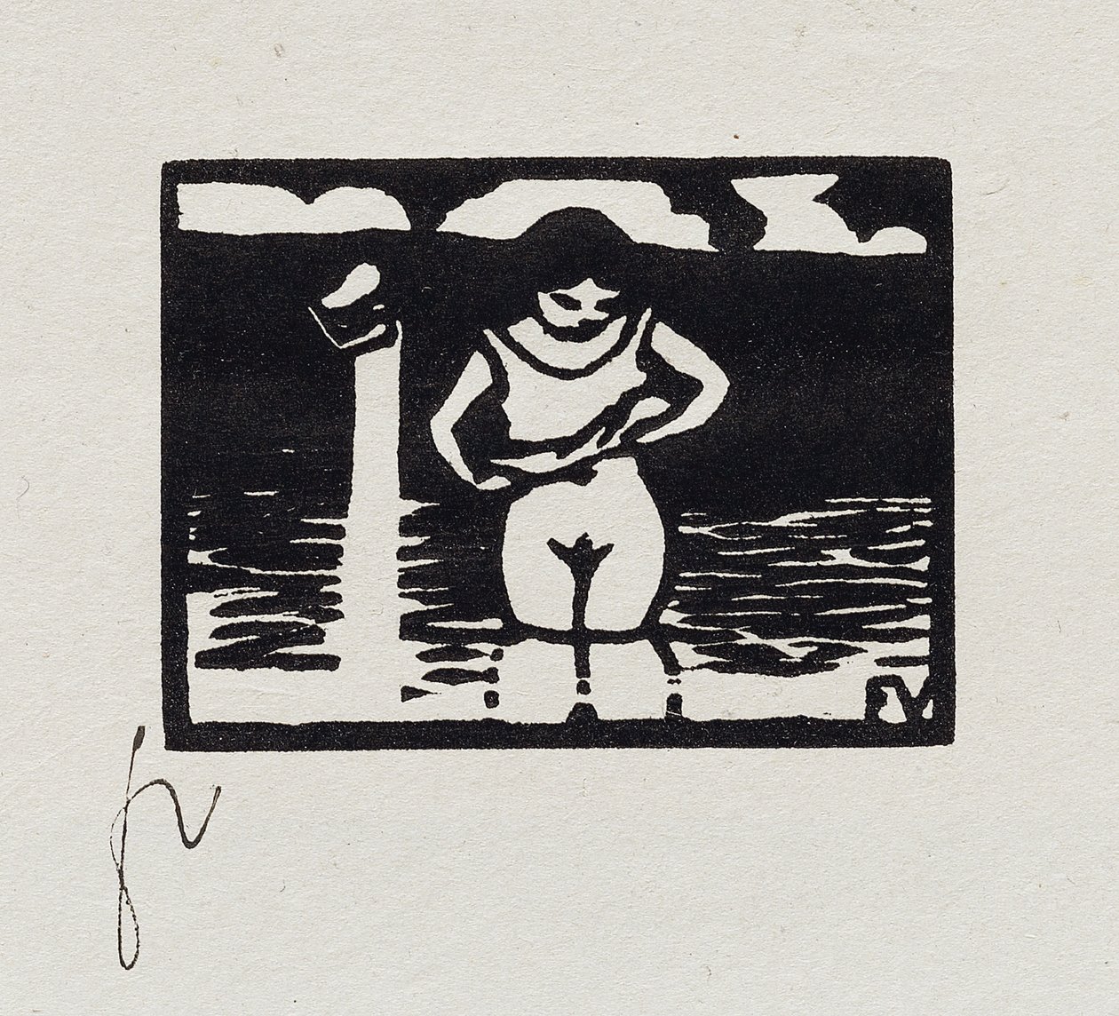 Meisje dat haar Shirt Uittrekt, VI uit "Les Petites Baigneuses", 1893 door Felix Edouard Vallotton