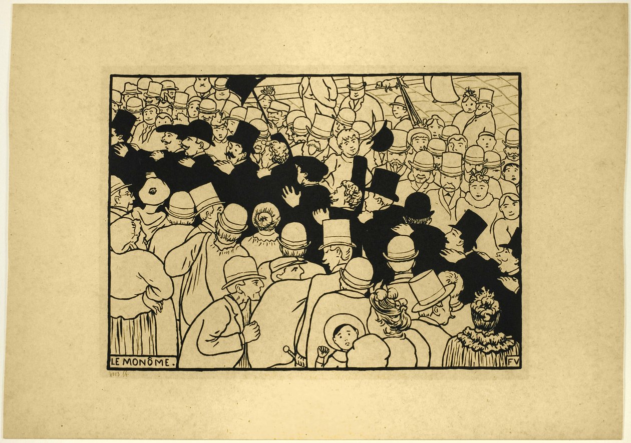 Paraderen door de straten in een rij door Felix Edouard Vallotton