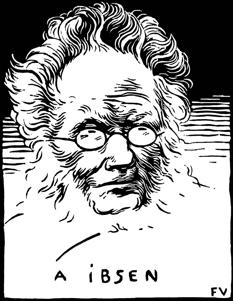 Portret van Henrik Johan Ibsen (1828-1906), Noors toneelschrijver. door Felix Edouard Vallotton