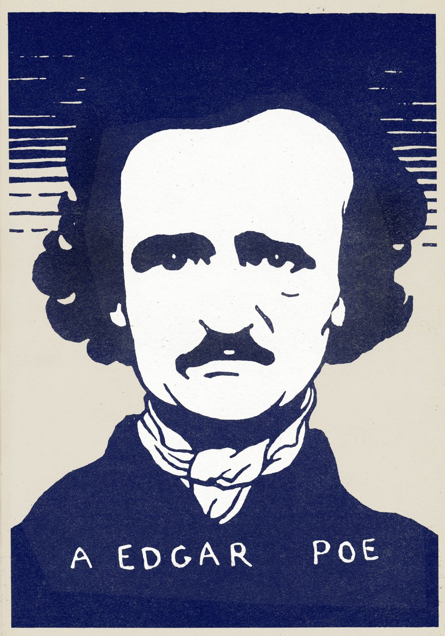 Portret van de Amerikaanse schrijver en dichter Edgar Allan Poe (1809-1849), illustratie door Felix Vallotton (1865-1925) door Felix Edouard Vallotton