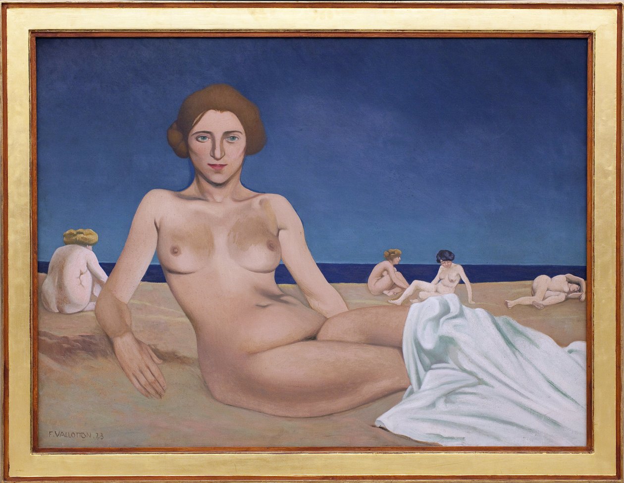 Zonnebaden op het strand door Felix Edouard Vallotton