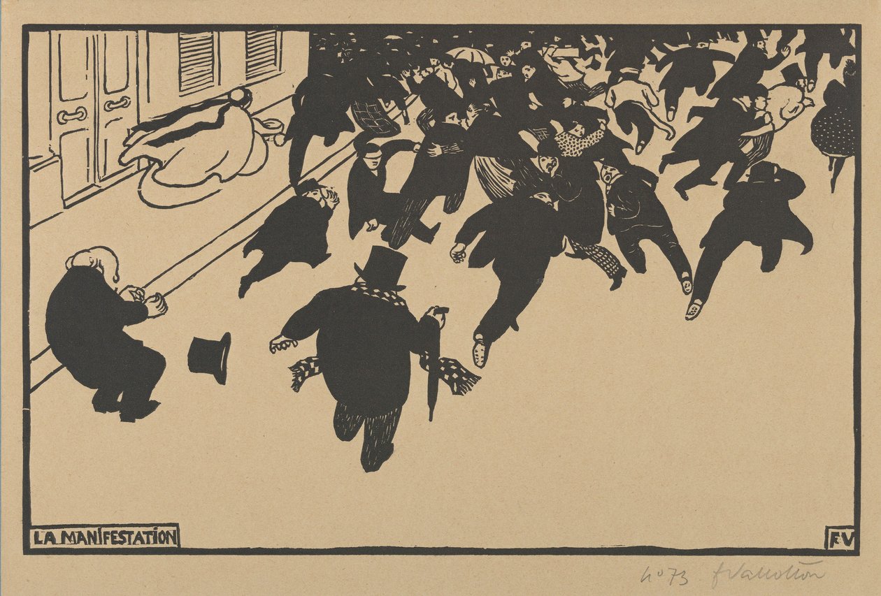 De Demonstratie (La Manifestation) door Felix Edouard Vallotton