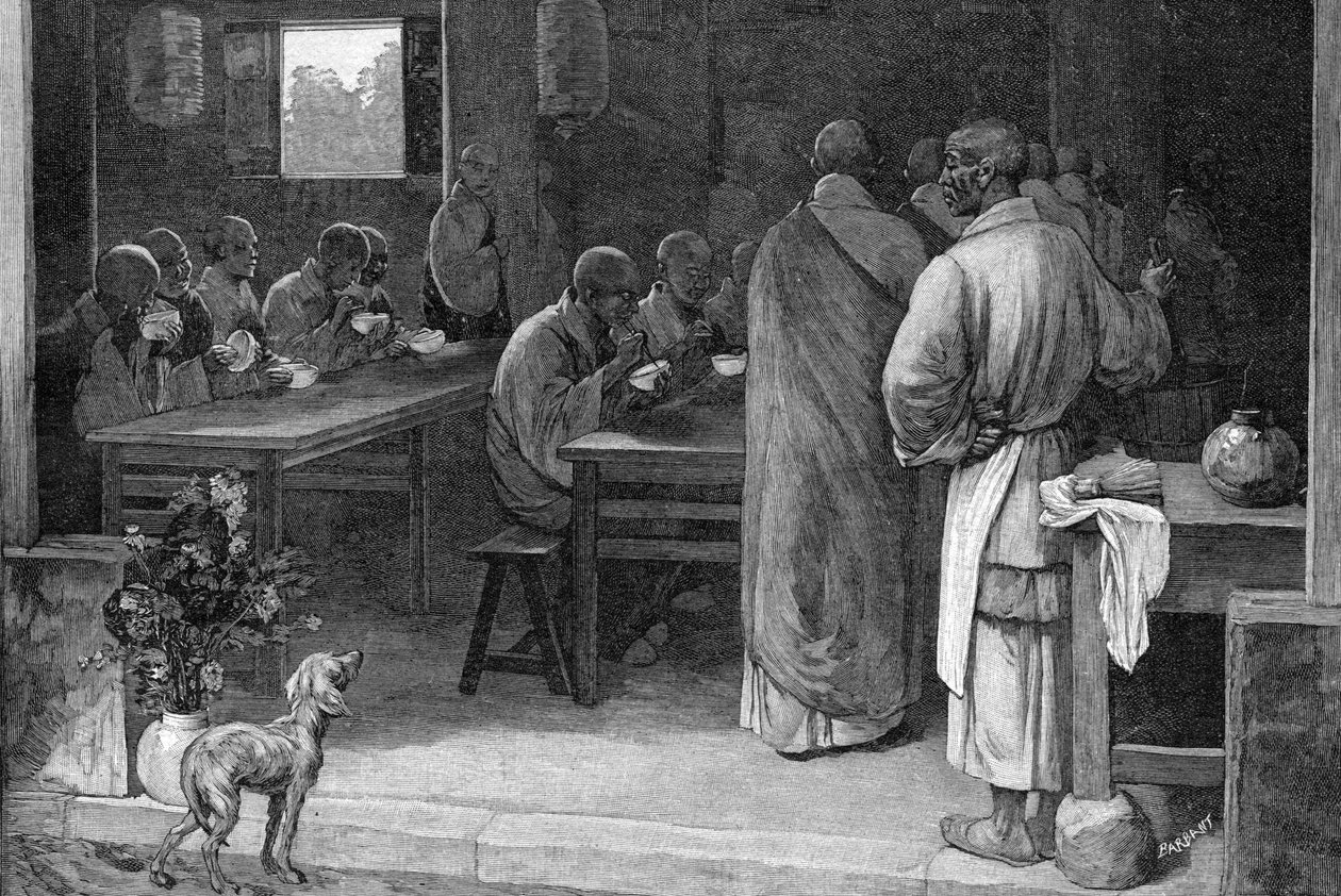 Refter in een Boeddhistisch klooster door Felix Elie Regamey