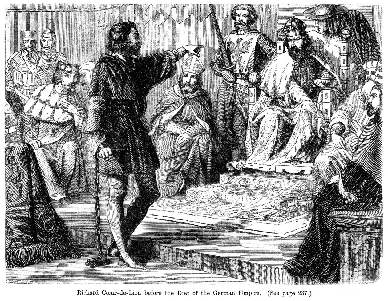 Koning Richard I 1157-1199 voor de Rijksdag van het Duitse Rijk, 19e eeuw door Felix Henri Emmanuel Philippoteaux
