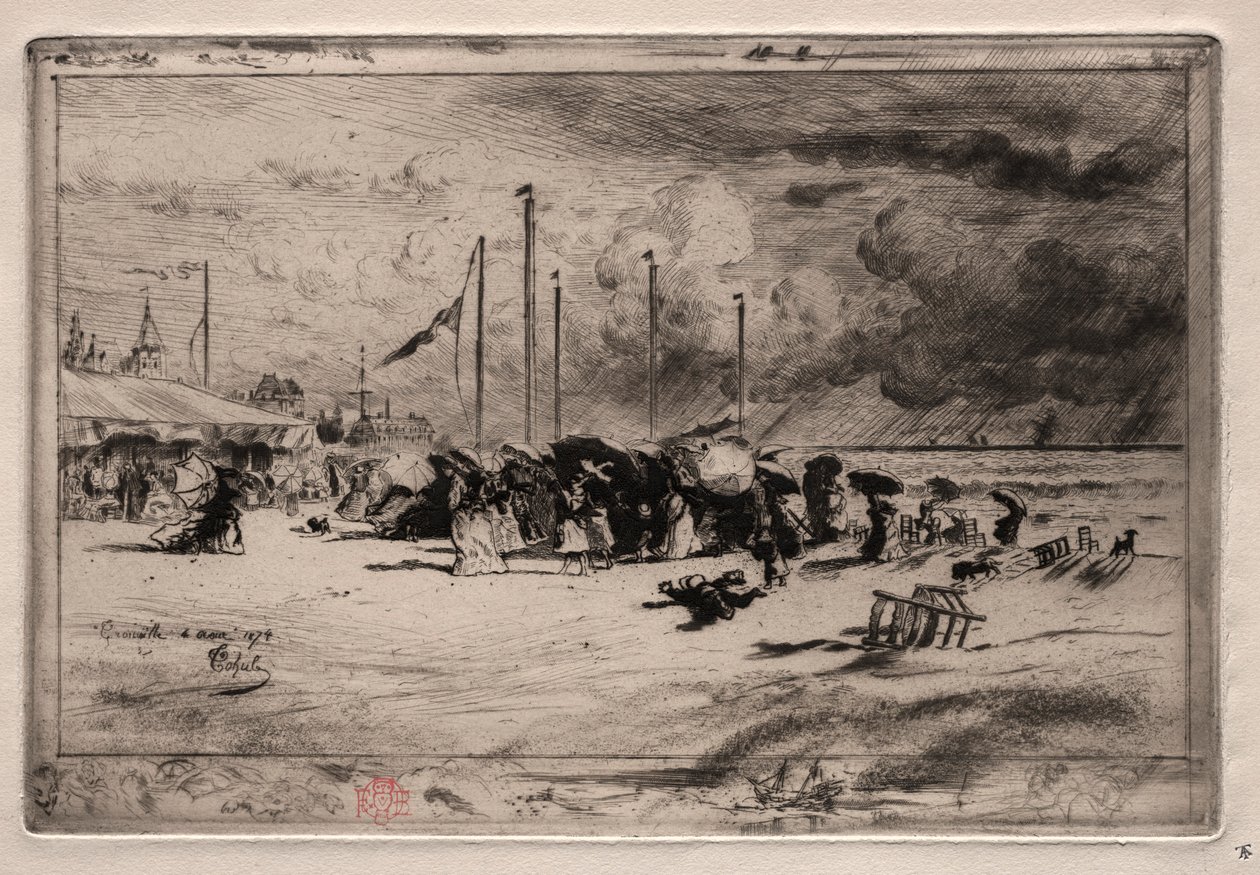 Een storm in Trouville, 1874 door Felix Hilaire Buhot
