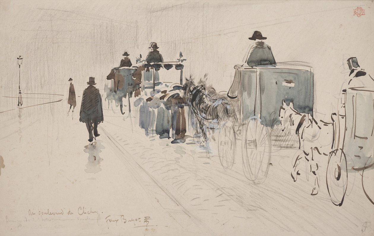 Op de Boulevard de Clichy door Felix Hilaire Buhot