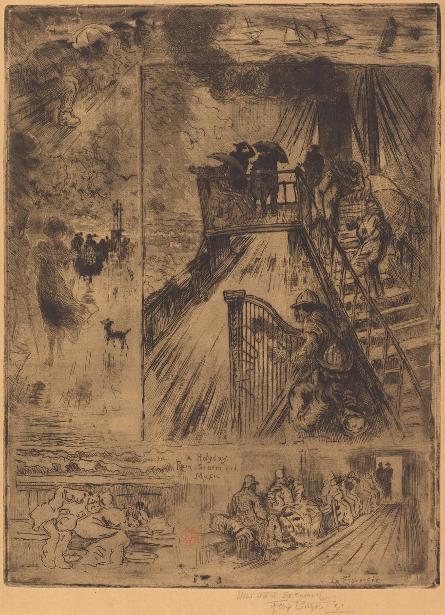 De overtocht (La Traversée) door Felix Hilaire Buhot