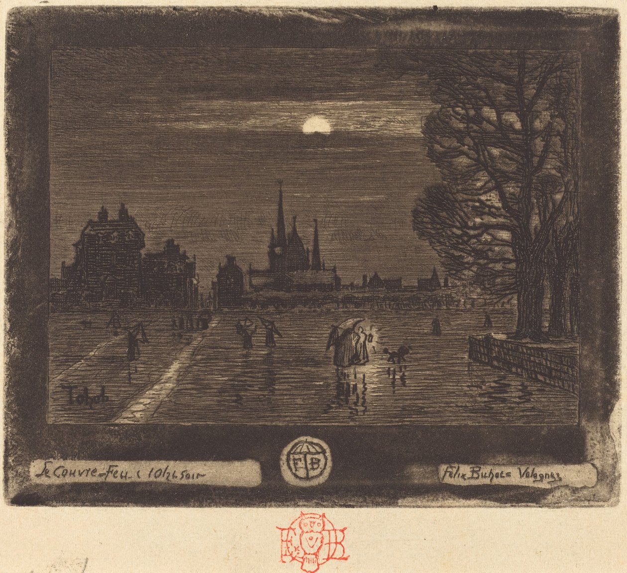Le Couvre-Feu door Felix Hilaire Buhot
