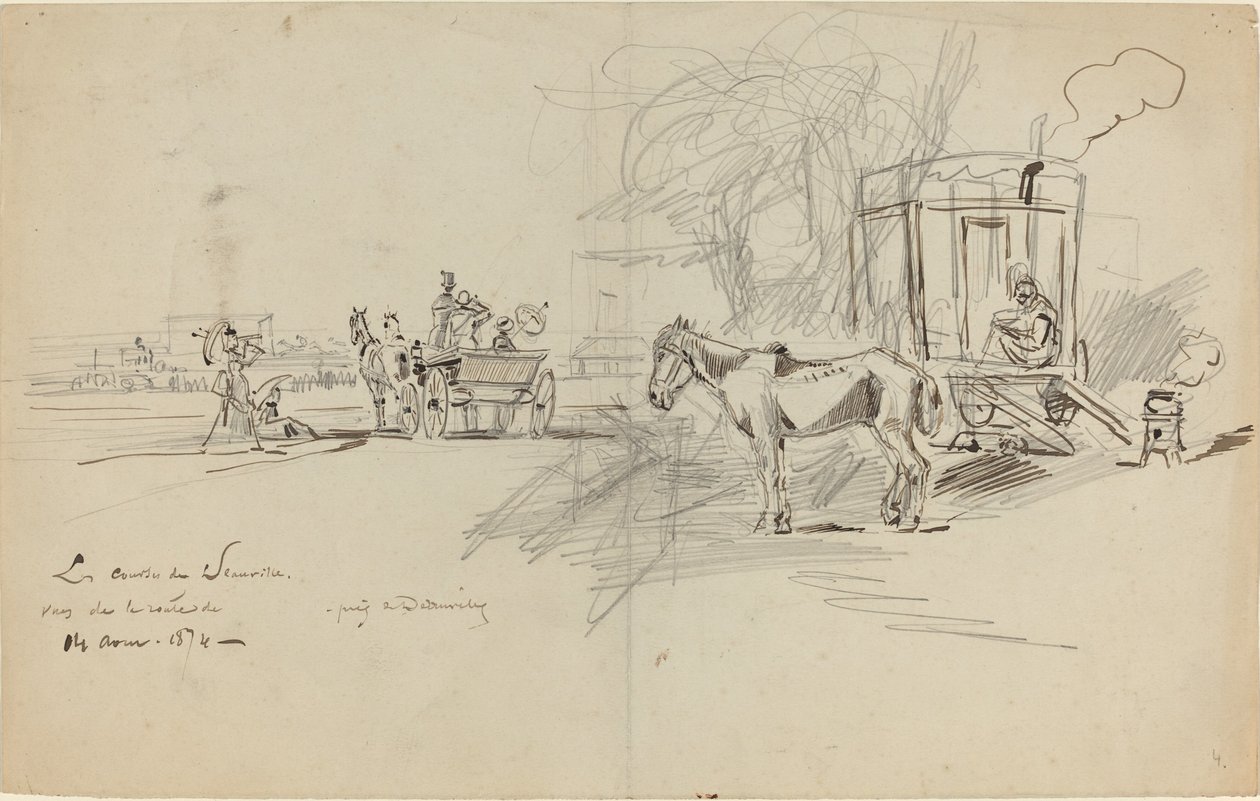 Les Courses de Deauville door Felix Hilaire Buhot