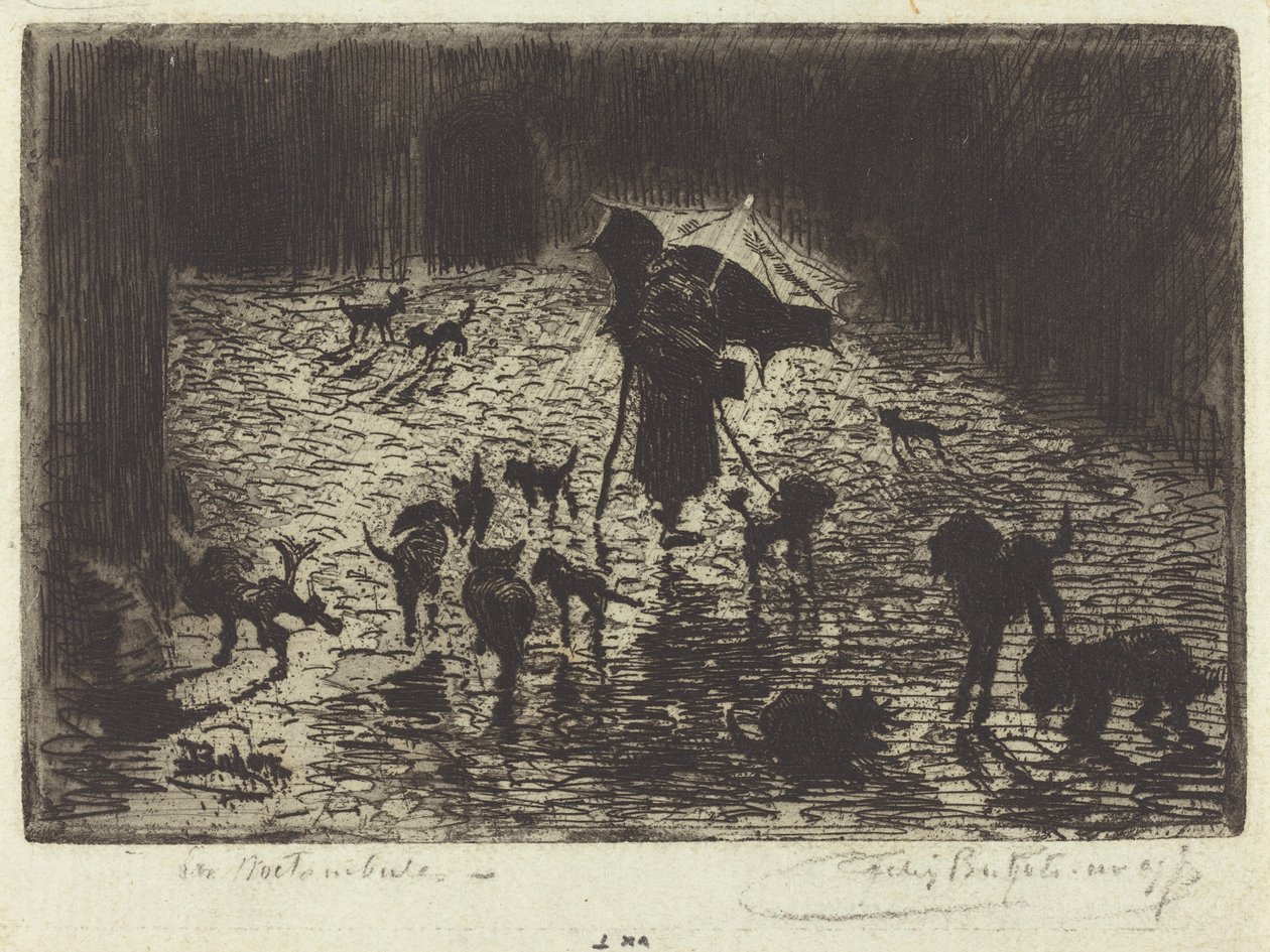 De nachtbrakers door Felix Hilaire Buhot