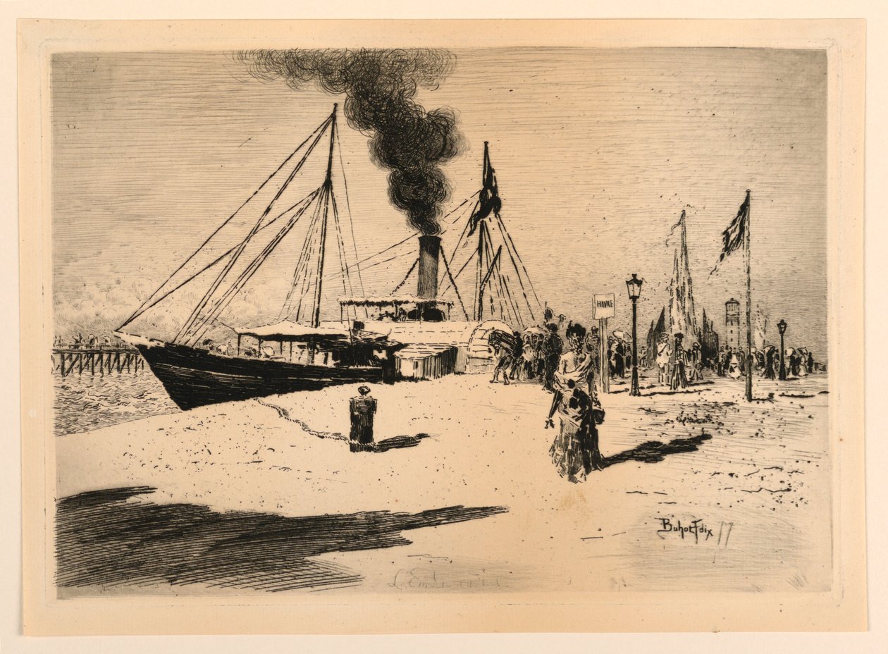 Winterochtend op de kades door Felix Hilaire Buhot