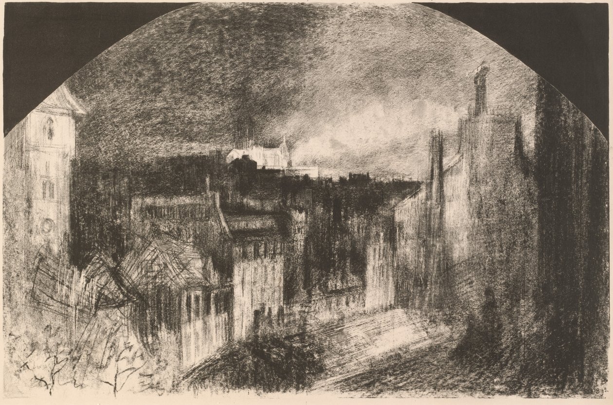 Bastille Dag in Montmartre door Felix Hilaire Buhot