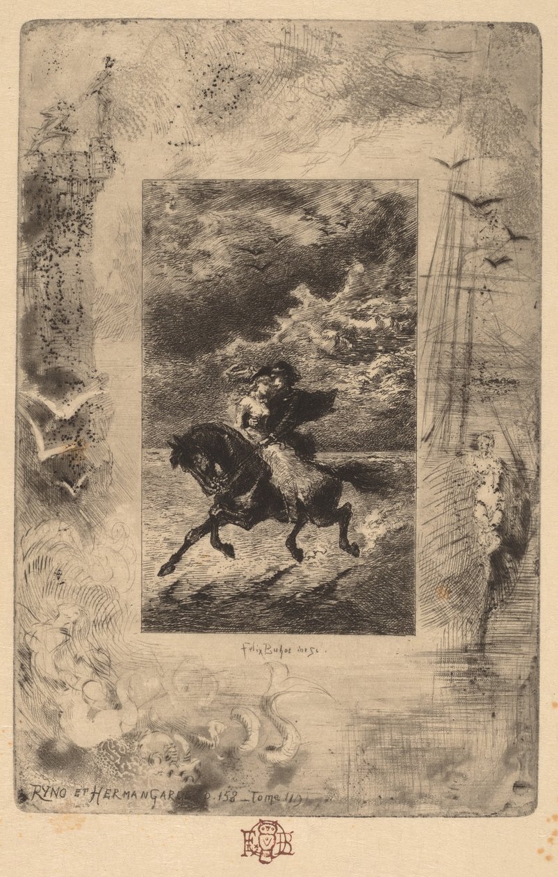 Ryno en Hermangarde, 1847-1898 door Felix Hilaire Buhot