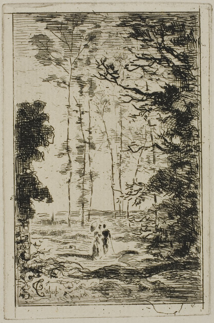 Klein verticaal landschap door Felix Hilaire Buhot