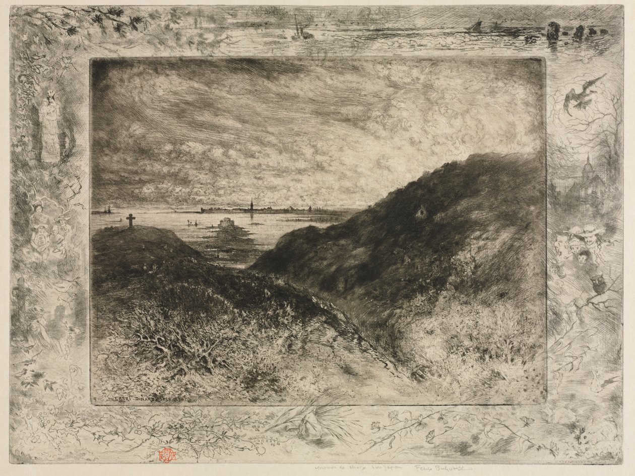De klif: Baai van Saint-Malo door Felix Hilaire Buhot