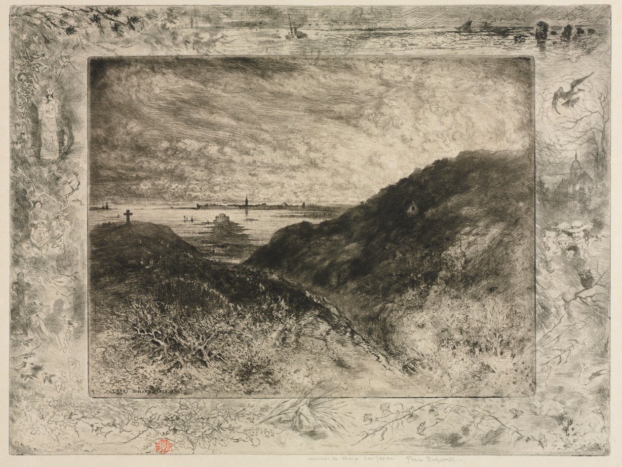 De klif: Baai van Saint-Malo door Felix Hilaire Buhot