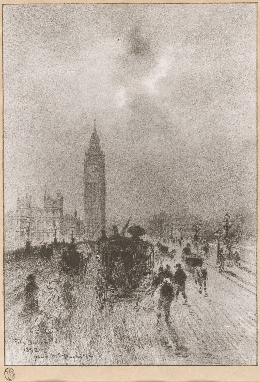 De Victoria-klokkentoren Londen, 1892 door Felix Hilaire Buhot
