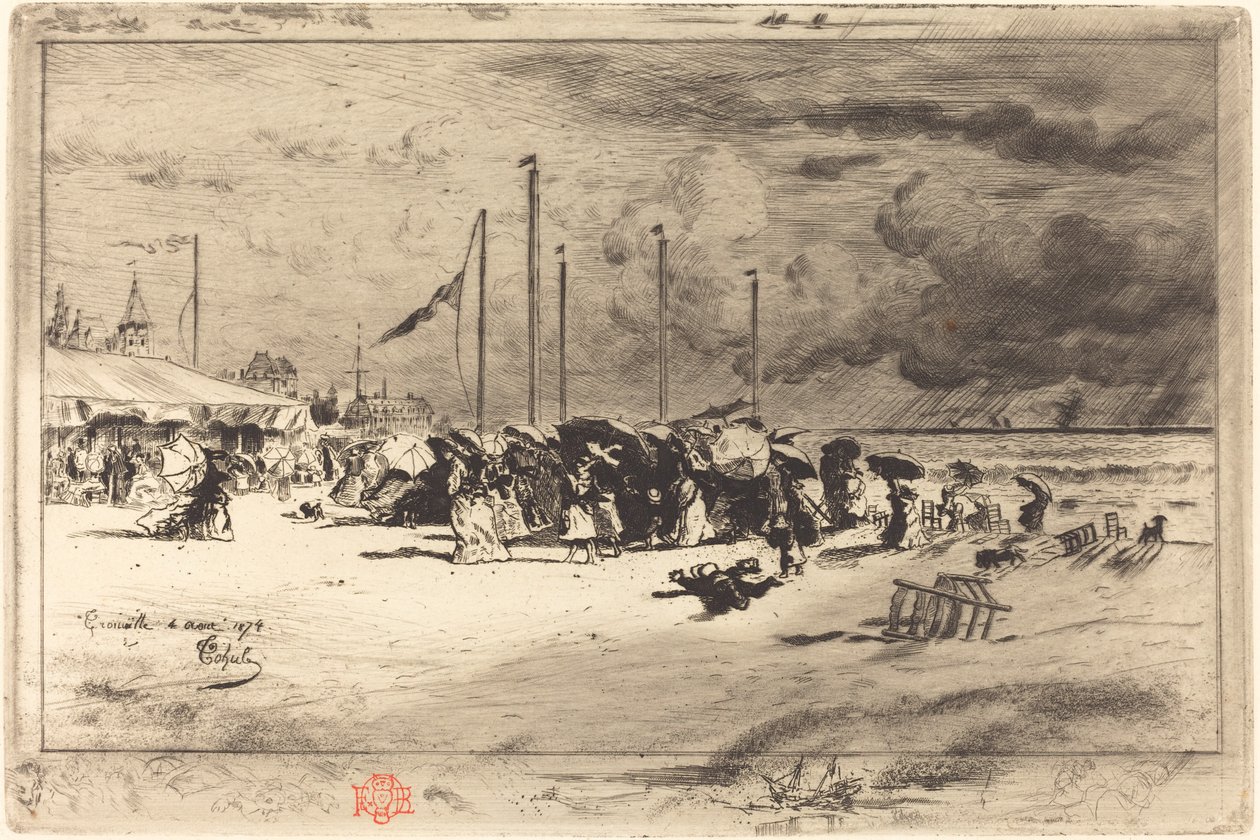 Een storm in Trouville door Felix Hilaire Buhot