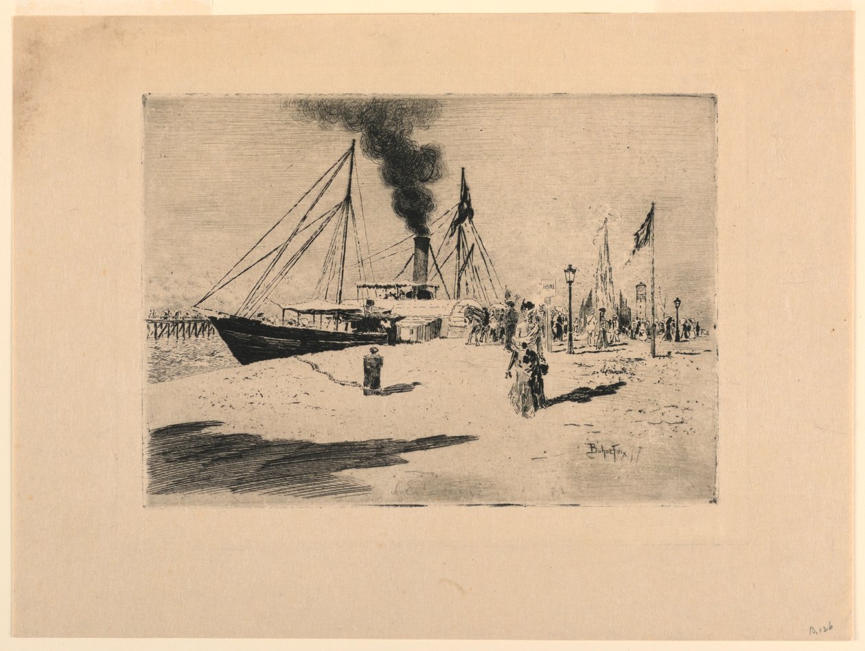 Kade bij Trouville door Felix Hilaire Buhot