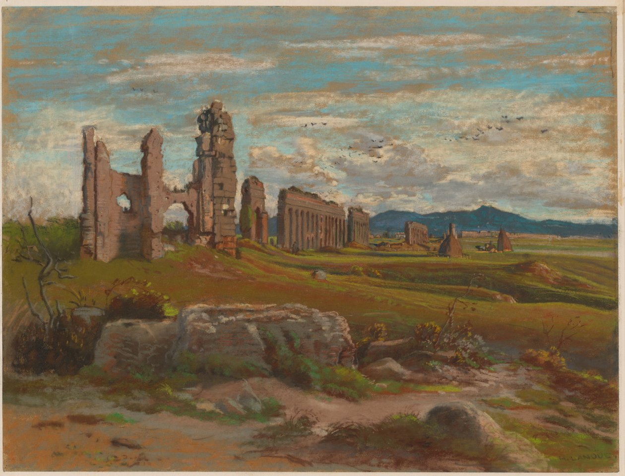 De Aqua Claudia in de Romeinse Campagna door Felix Hippolyte Lanoue