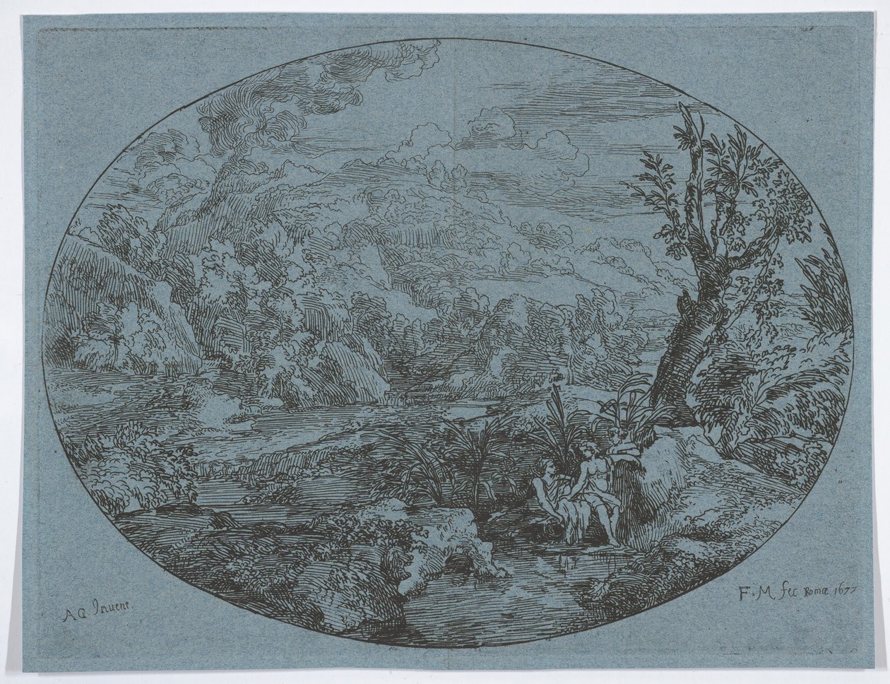 Landschap met drie figuren door Felix Meyer