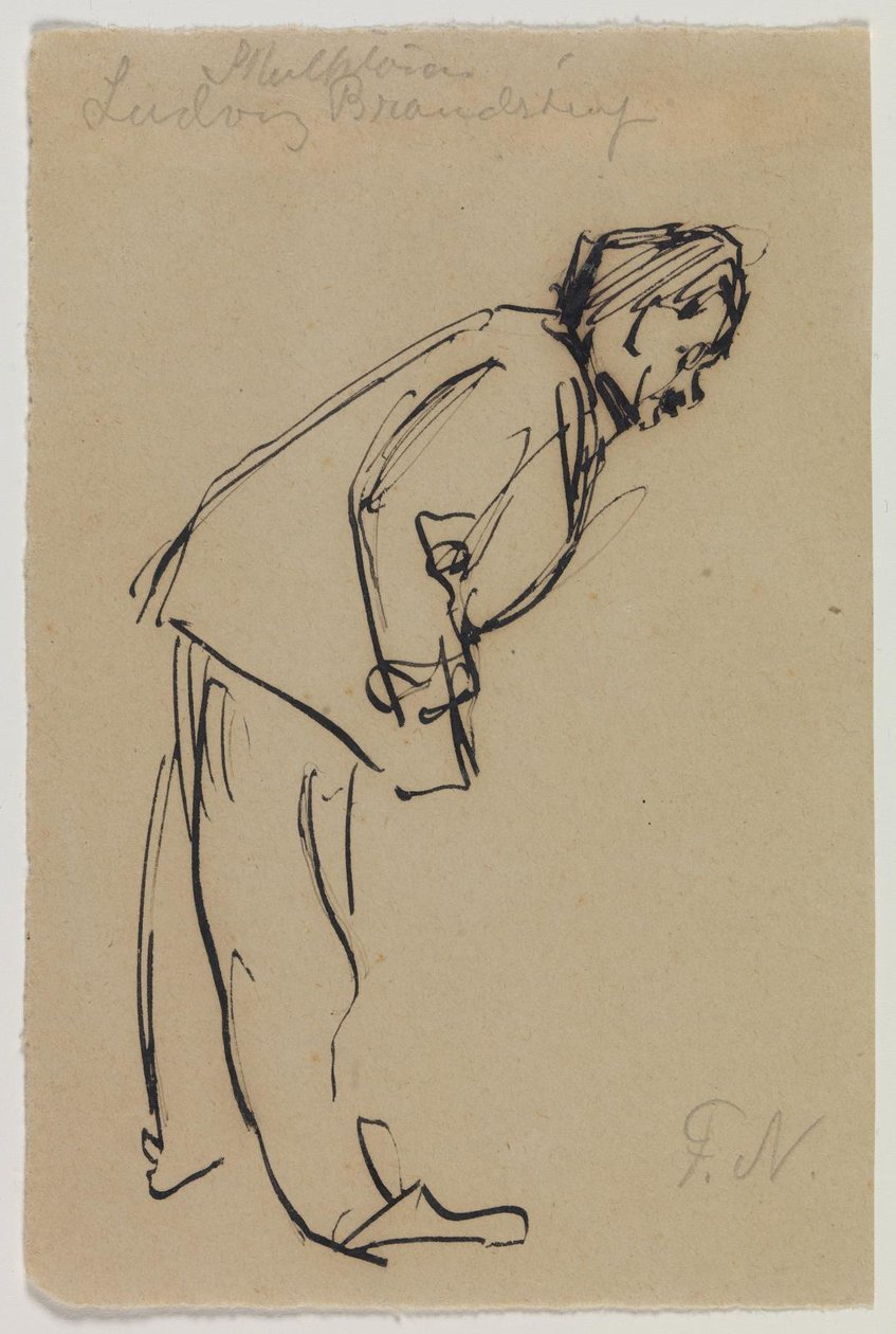 Portret van Ludvig Brandstrup, staand voorovergebogen door Felix Nylund
