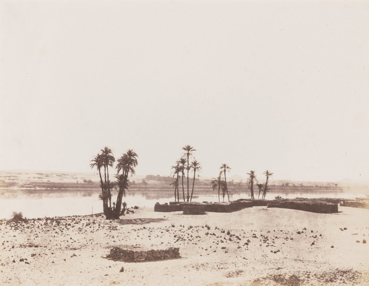 Dakkeh, Village et Rives du Nil (Dorp en oevers van de Nijl, Dakkeh),1851-1852 (foto) door Félix Teynard