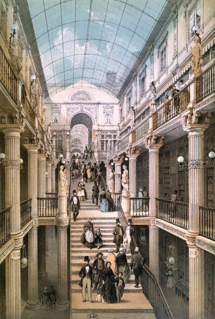De Passage Pommeraye in Nantes, c.1843 door Felix after Benoist