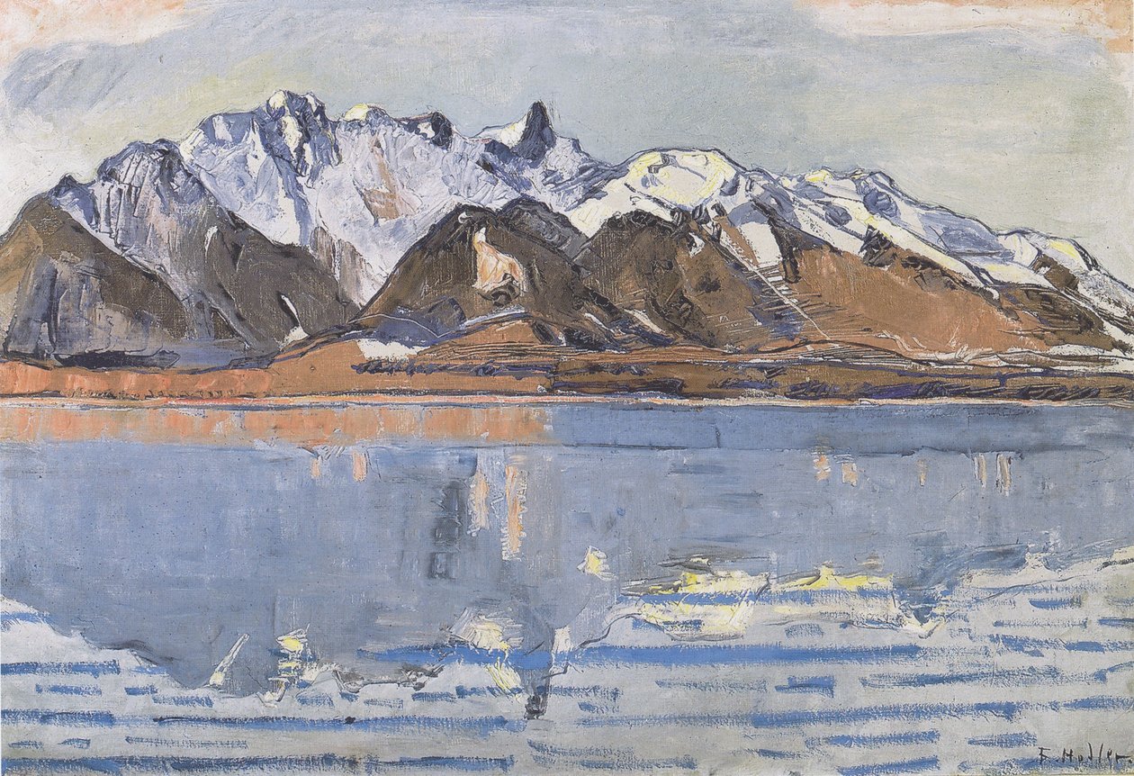 Meer van Thun met Stockhornketen door Ferdinand Hodler