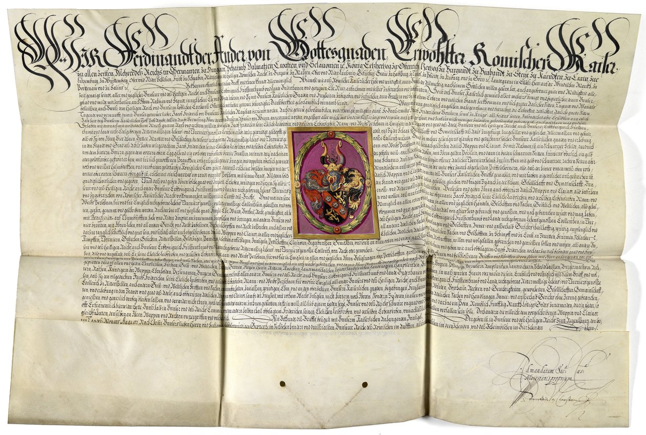 Adelsdiploma Jacob von Fridrich 1630 door Ferdinand II.