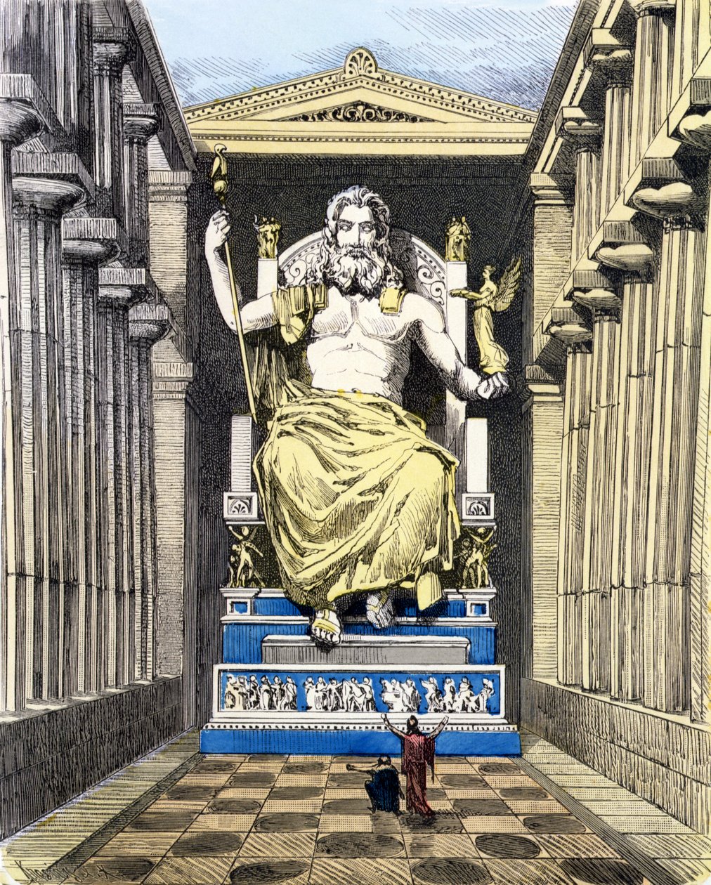 Standbeeld van Olympische Zeus door Pheidias (uit een serie van de 