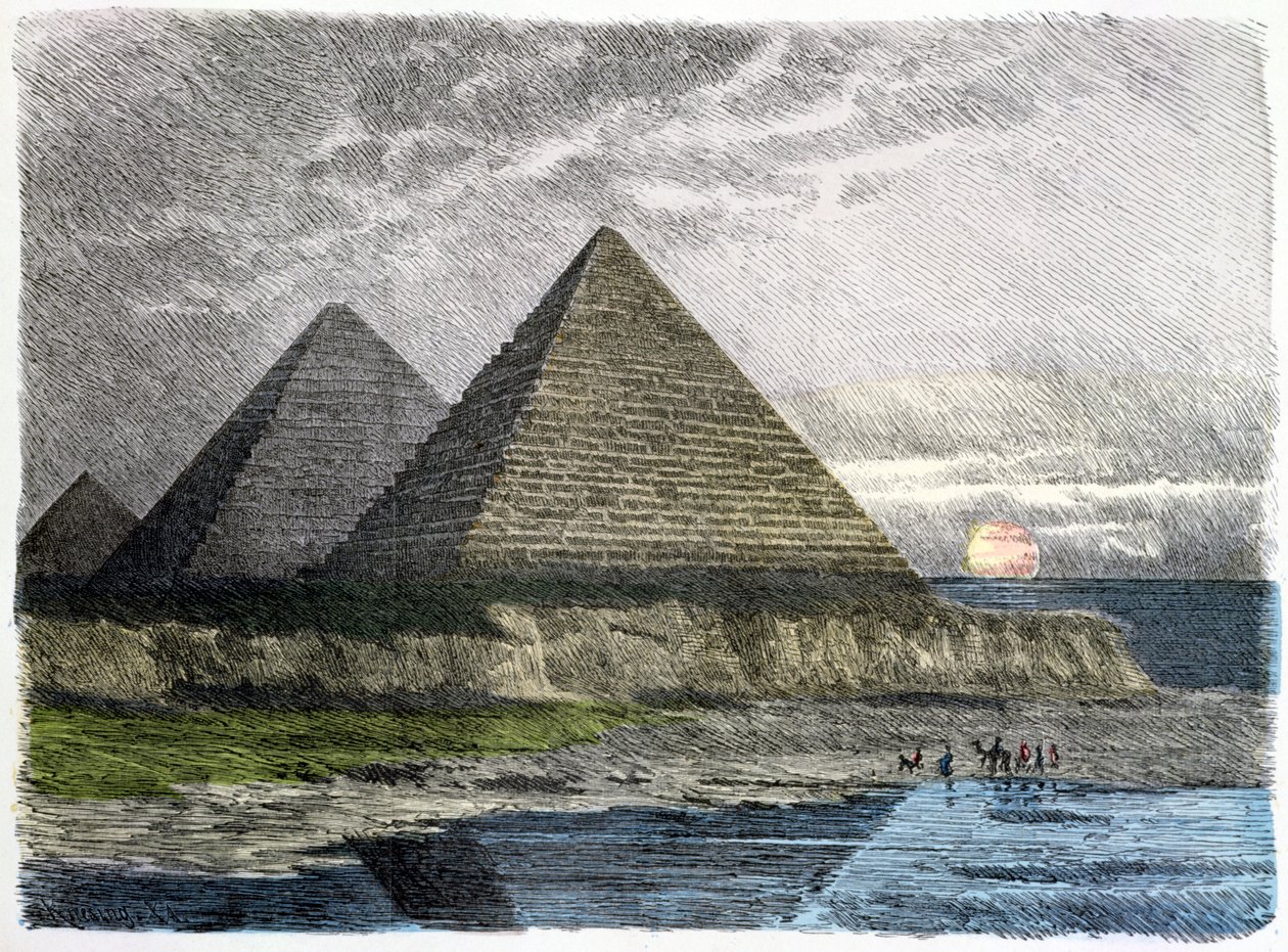 De piramides van Gizeh, uit een serie van de 