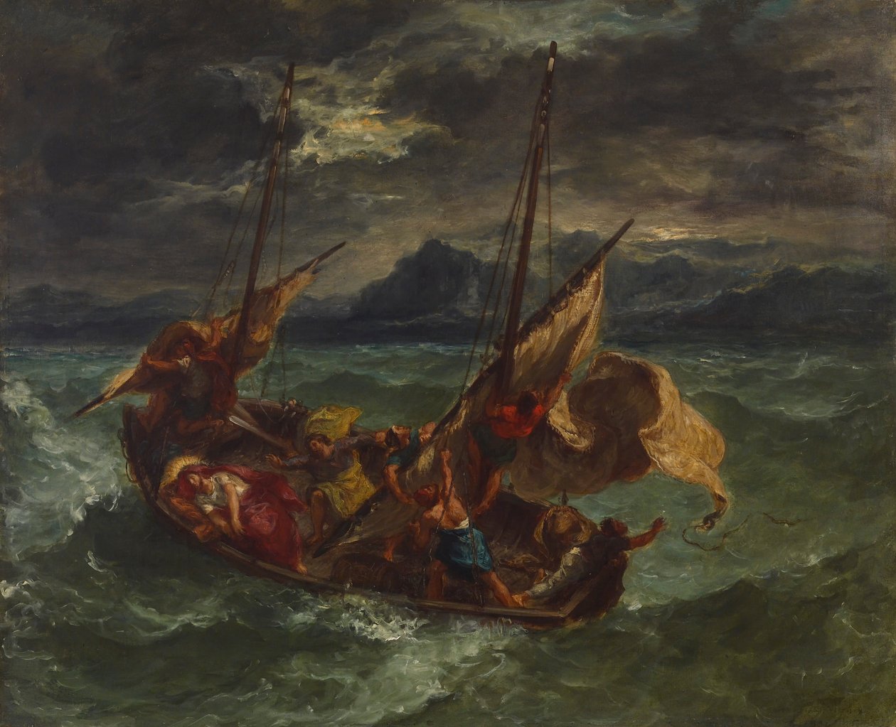 Christus op de Zee van Galilea door Ferdinand Victor Eugene Delacroix