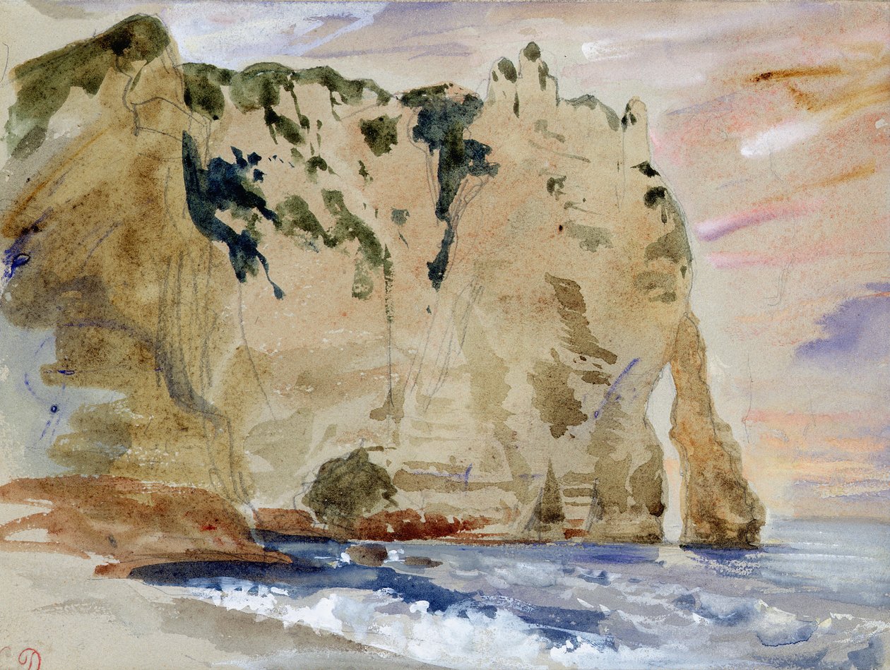 Kliffen van Etretat. De Pied du Cheval, 1838 door Ferdinand Victor Eugene Delacroix
