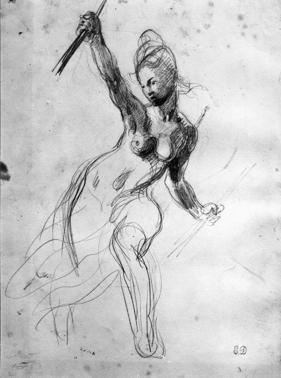 Vrouwelijk Naakt, studie voor Vrijheid leidt het Volk door Ferdinand Victor Eugene Delacroix