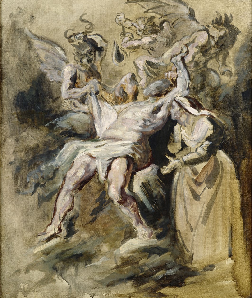 Job gekweld door de demonen door Ferdinand Victor Eugene Delacroix